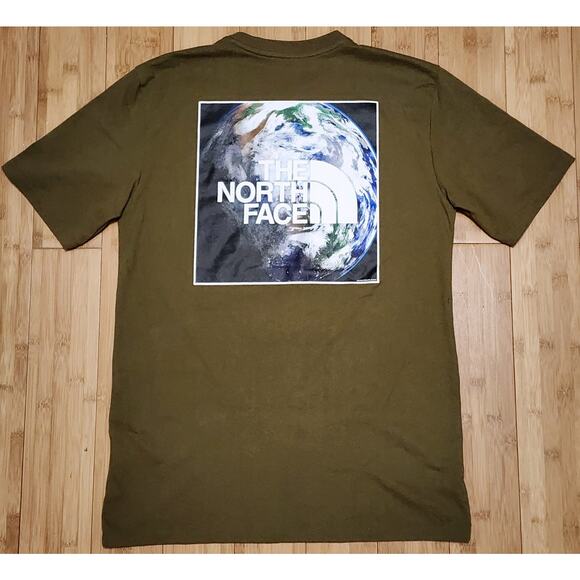 The North Face Short Sleeve Earth Day Tee Shirt Mens Small Olive Green Graphic - Picture 1 of 10